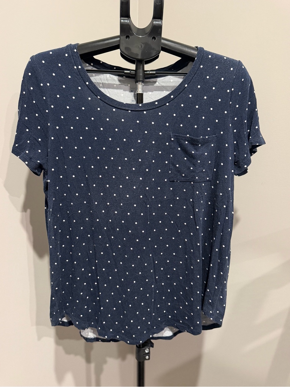 Market & Spruce Polka Dot Navy Short Sleeve Pocket Tee